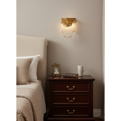 Bow Tie Gold Crystal Fringe Wall Sconce