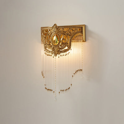 Bow Tie Gold Crystal Fringe Wall Sconce