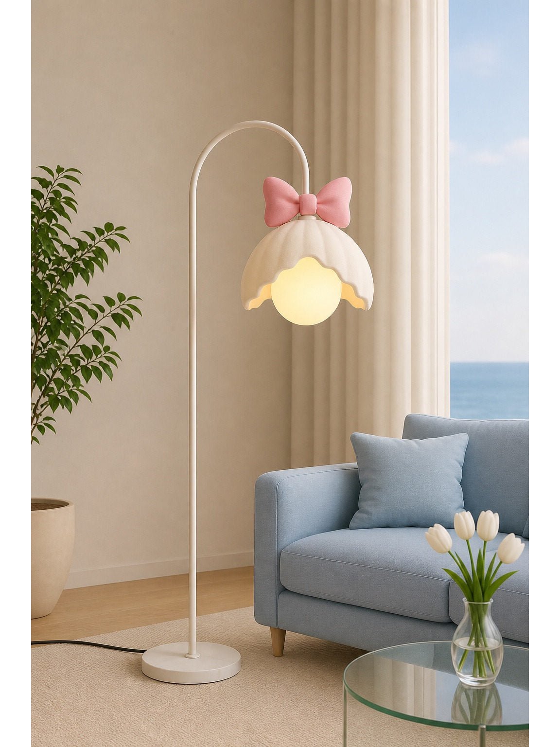 Bow Trim Petal Shade Floor Lamp