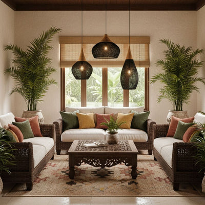 Clairstone Rattan Pendant Light
