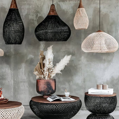 Ritta Braided Rattan Pendant Light