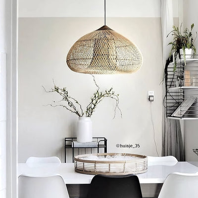 Braided Rattan Swag Pendant Lamp