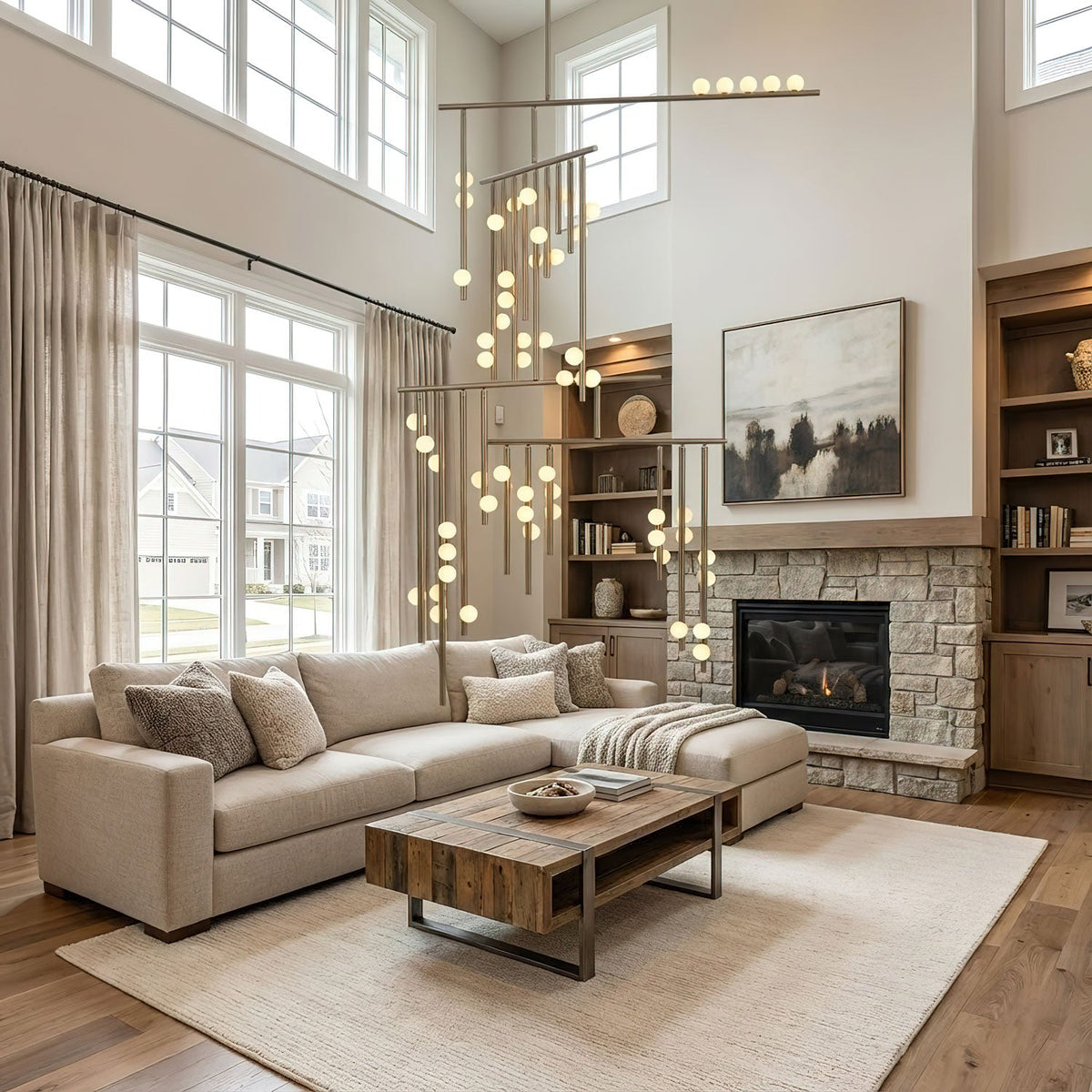 Miraview Brass Glass Drop Chandelier