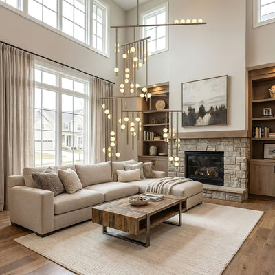 Miraview Brass Glass Drop Chandelier