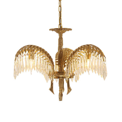 Orlafield Brass Palm Leaf Crystal Chandelier