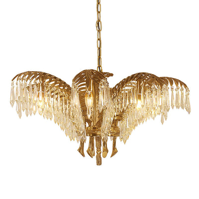 Orlafield Brass Palm Leaf Crystal Chandelier