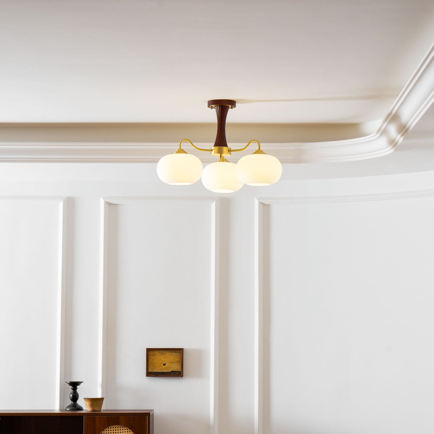 Norwell Brass Wooden Persimmon Chandelier