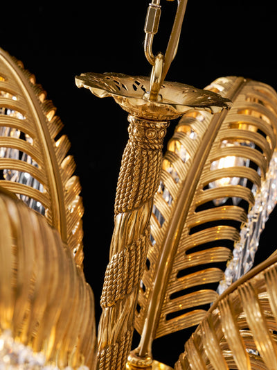 Orlafield Brass Palm Leaf Crystal Chandelier