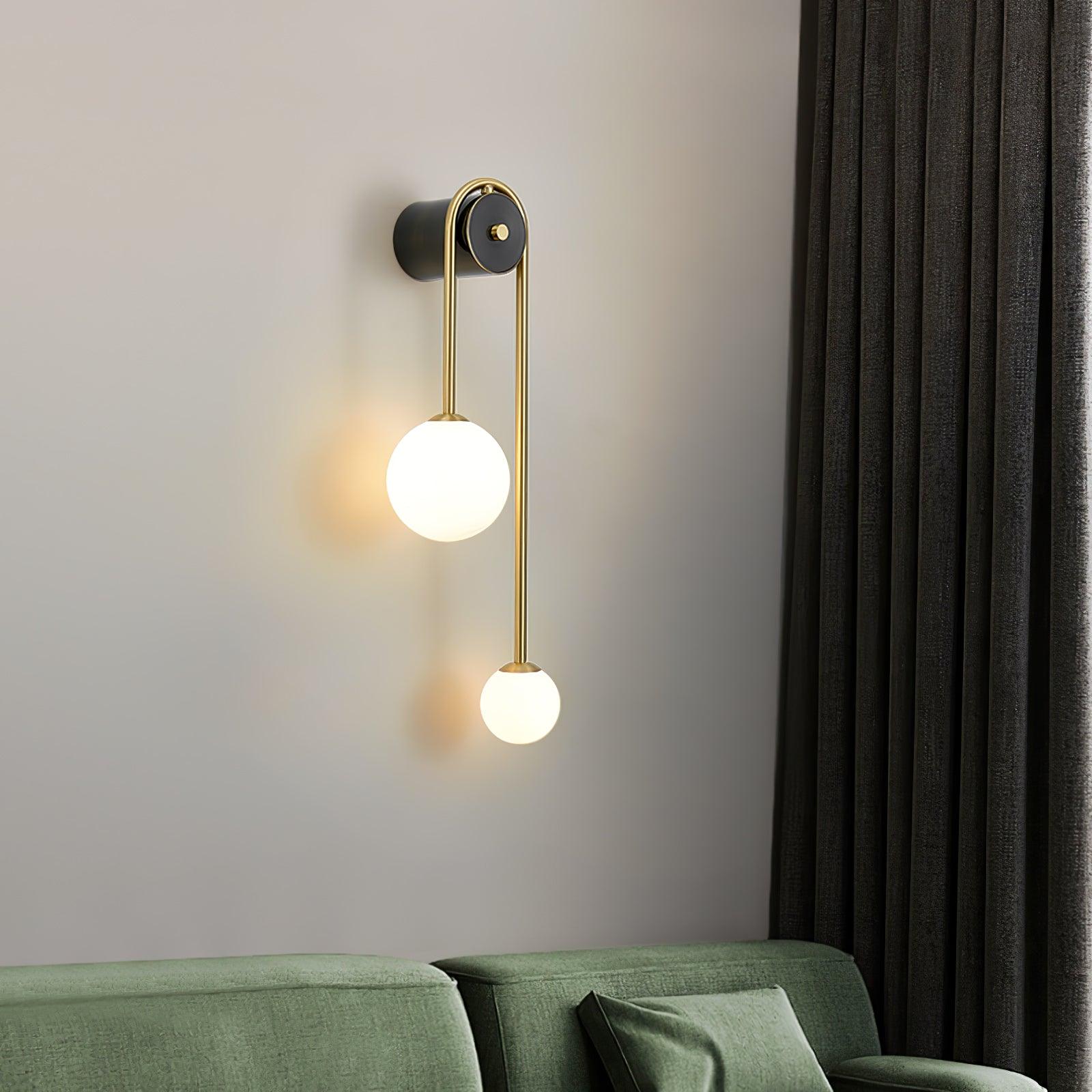 Teveny Modern Minimalist Arc Brass Glass Wall Light