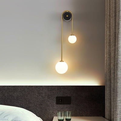 Teveny Modern Minimalist Arc Brass Glass Wall Light