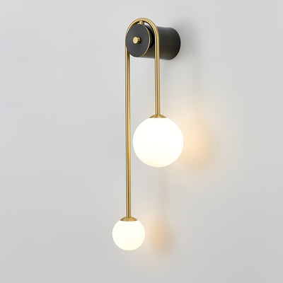 Teveny Modern Minimalist Arc Brass Glass Wall Light