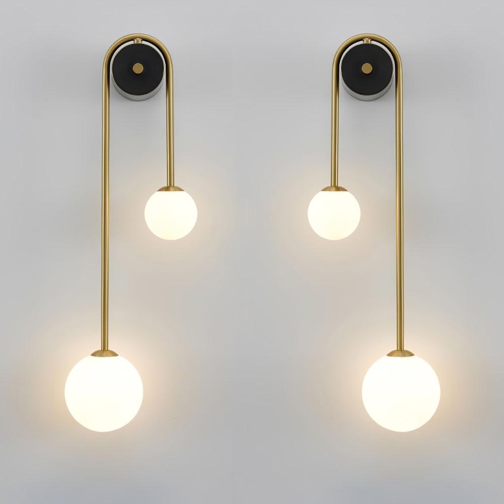 Teveny Modern Minimalist Arc Brass Glass Wall Light