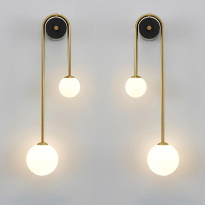 Teveny Modern Minimalist Arc Brass Glass Wall Light