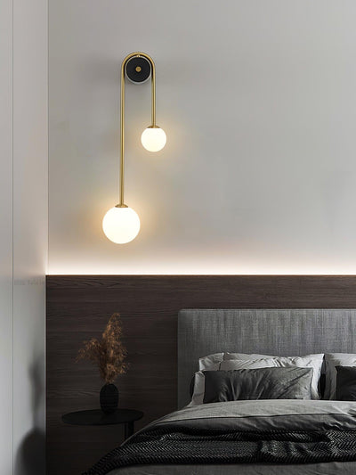Teveny Modern Minimalist Arc Brass Glass Wall Light
