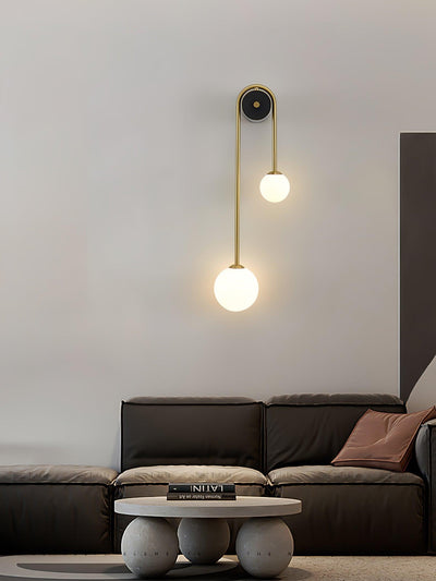 Teveny Modern Minimalist Arc Brass Glass Wall Light