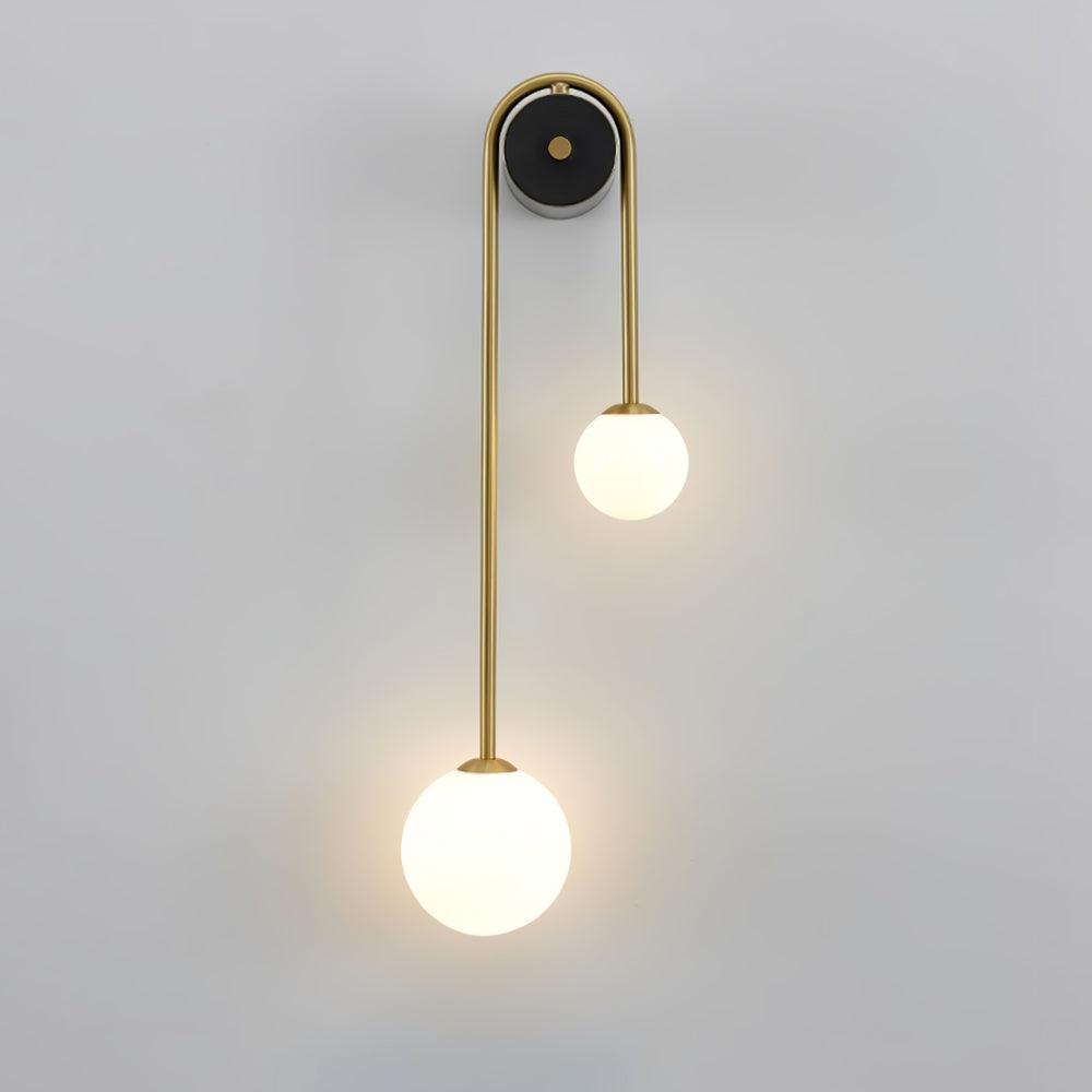 Teveny Modern Minimalist Arc Brass Glass Wall Light