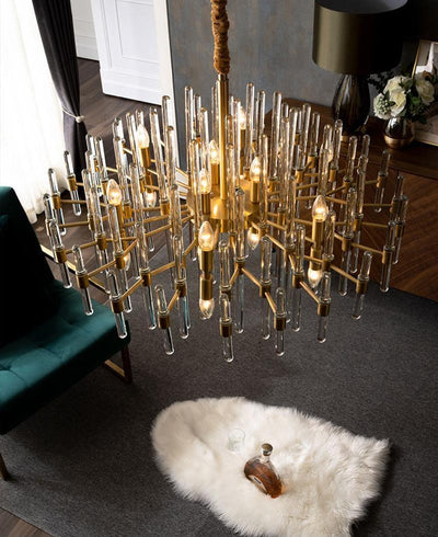 Solara Chandelier Antique Brass Starburst - Neutral Decor