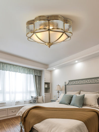 Soliiella Ceiling Lamp Brass Dome Frosted Classic Elegant