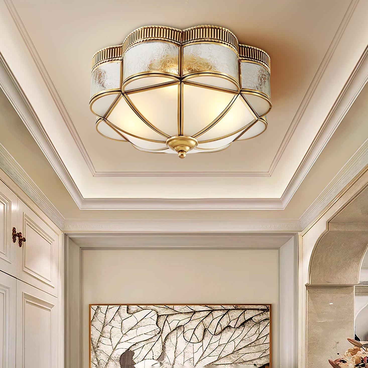 Soliiella Ceiling Lamp Brass Dome Frosted Classic Elegant