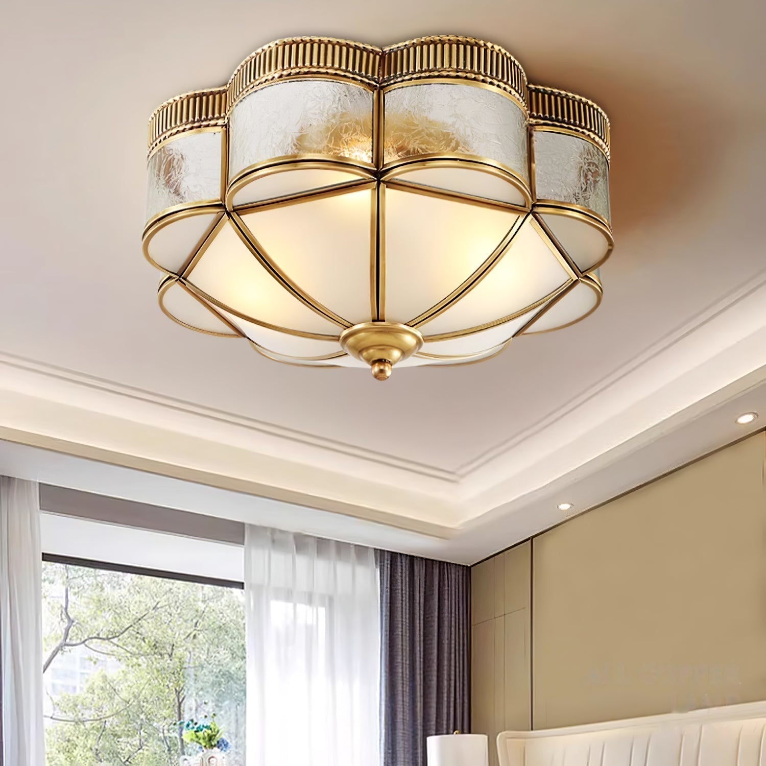 Soliiella Ceiling Lamp Brass Dome Frosted Classic Elegant