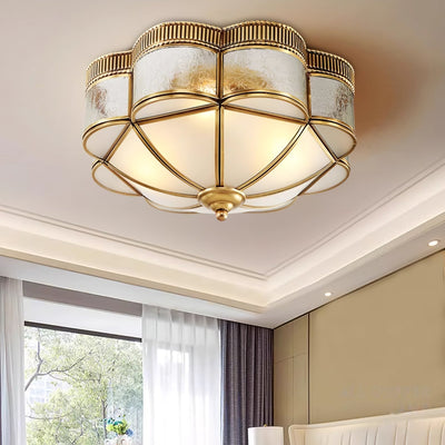 Soliiella Ceiling Lamp Brass Dome Frosted Classic Elegant