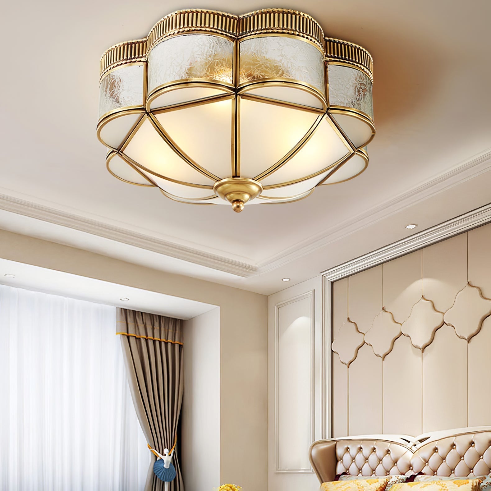 Soliiella Ceiling Lamp Brass Dome Frosted Classic Elegant