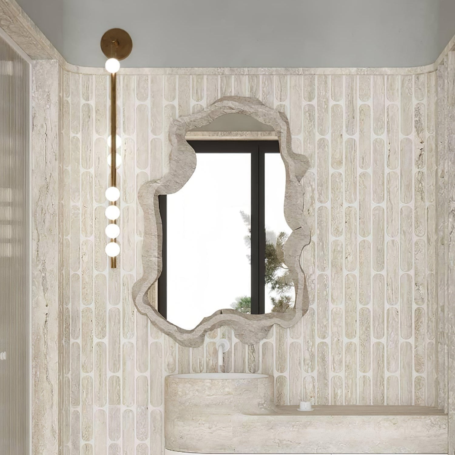 Rory Modern Minimalist Tube Brass Glass Wall Lamp