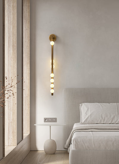 Rory Modern Minimalist Tube Brass Glass Wall Lamp