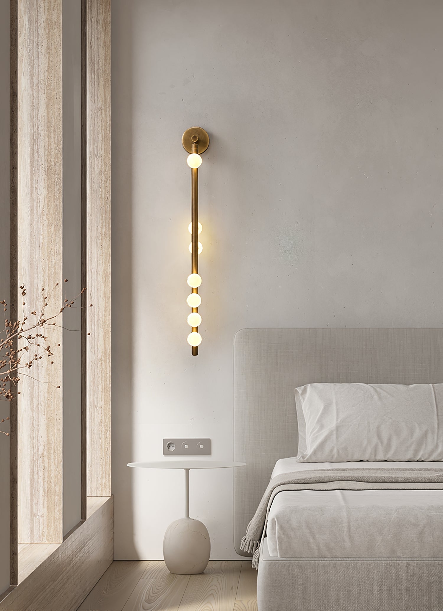Pamela Tube Plug-in Brass Glass Wall Lamp