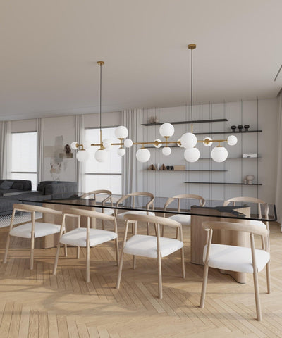Velaena Chandelier Brass Glass Globe