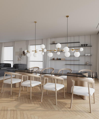 Velaena Chandelier Brass Glass Globe