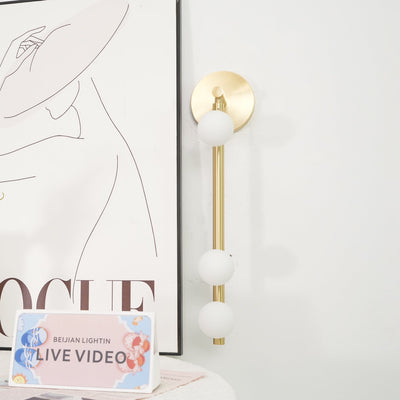 Rory Modern Minimalist Tube Brass Glass Wall Lamp