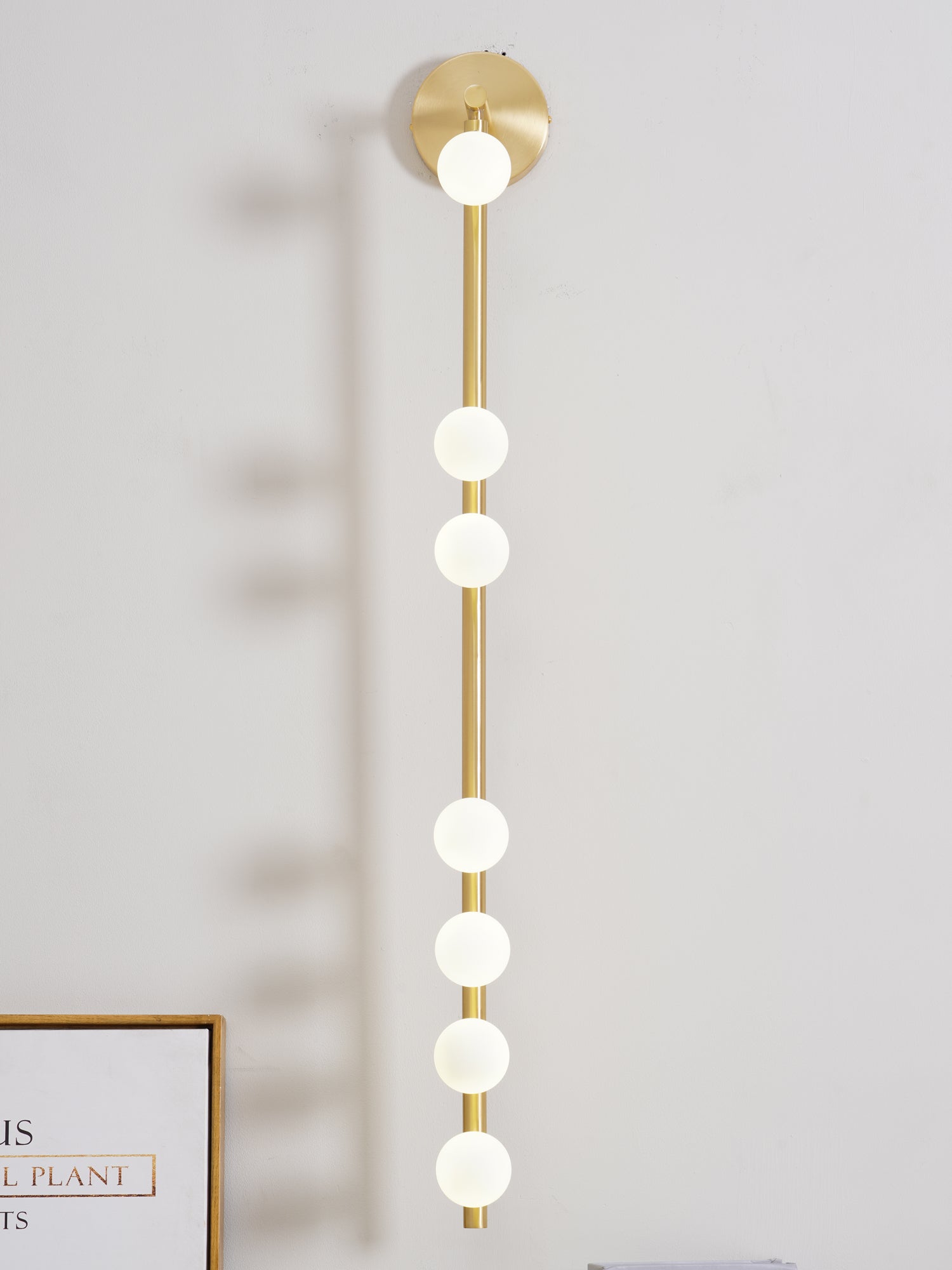 Rory Modern Minimalist Tube Brass Glass Wall Lamp