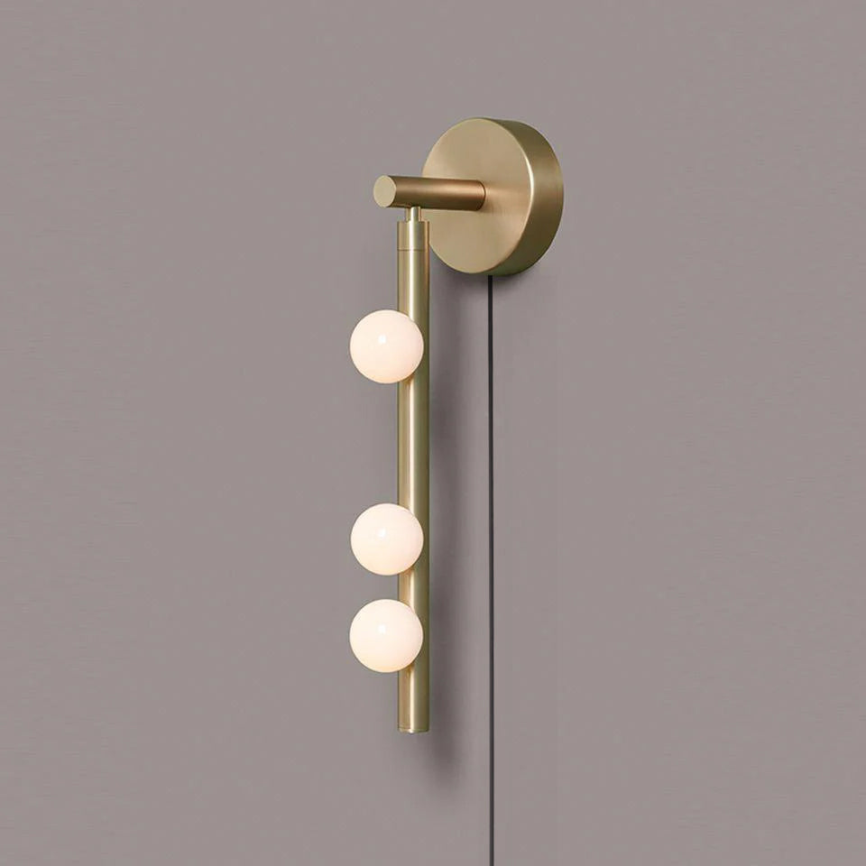 Pamela Tube Plug-in Brass Glass Wall Lamp
