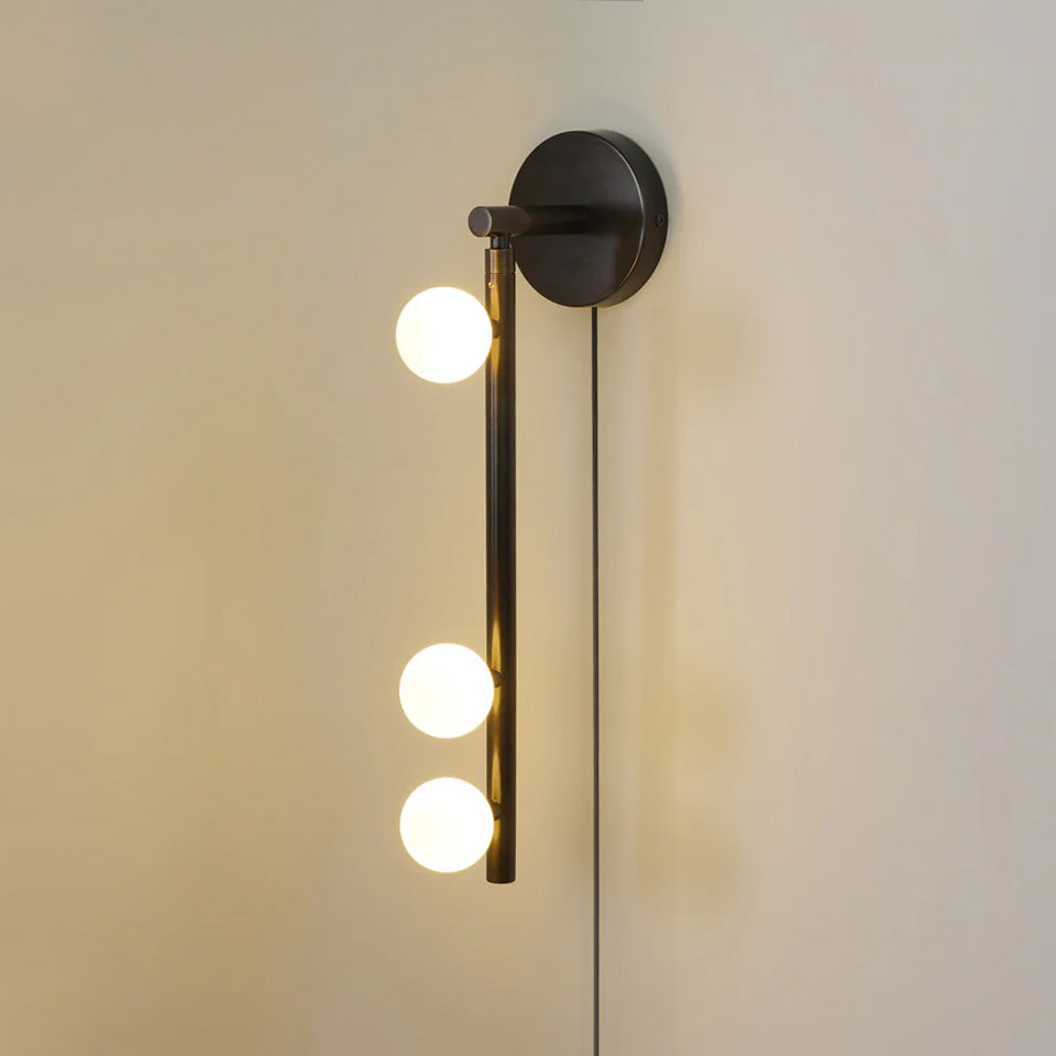 Pamela Tube Plug-in Brass Glass Wall Lamp