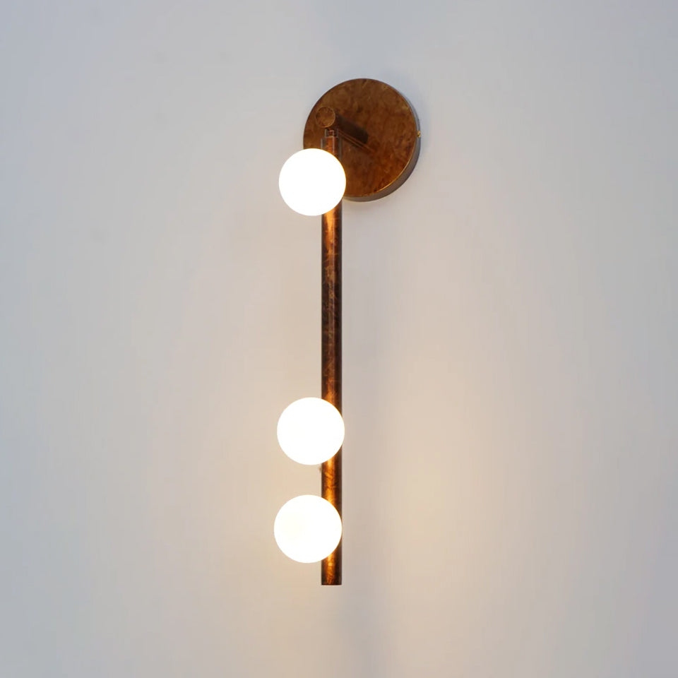 Rory Modern Minimalist Tube Brass Glass Wall Lamp