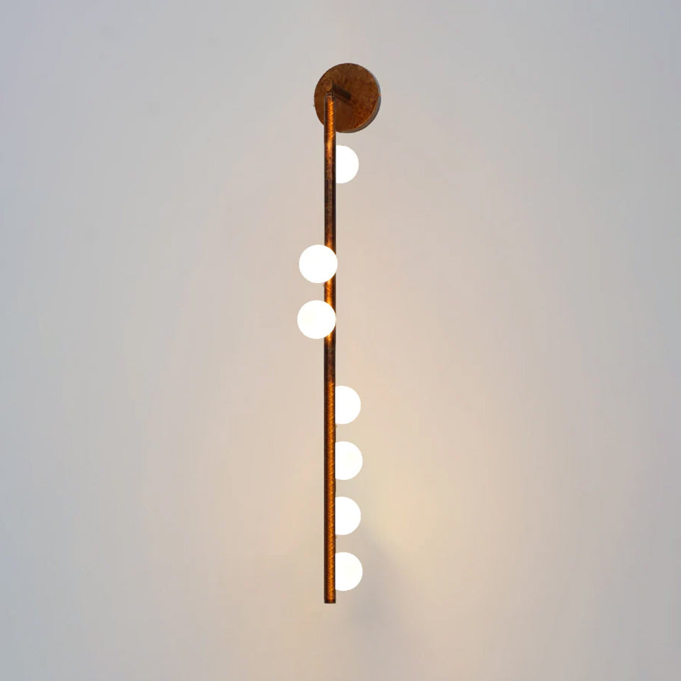 Rory Modern Minimalist Tube Brass Glass Wall Lamp