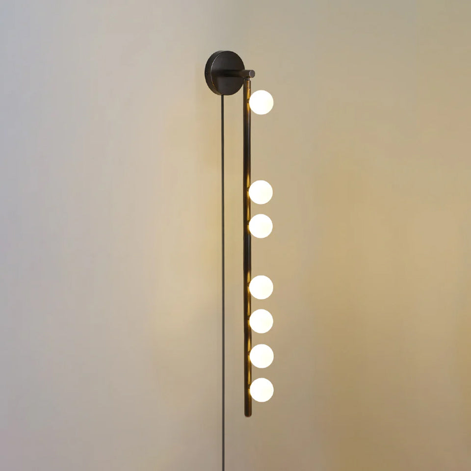 Pamela Tube Plug-in Brass Glass Wall Lamp