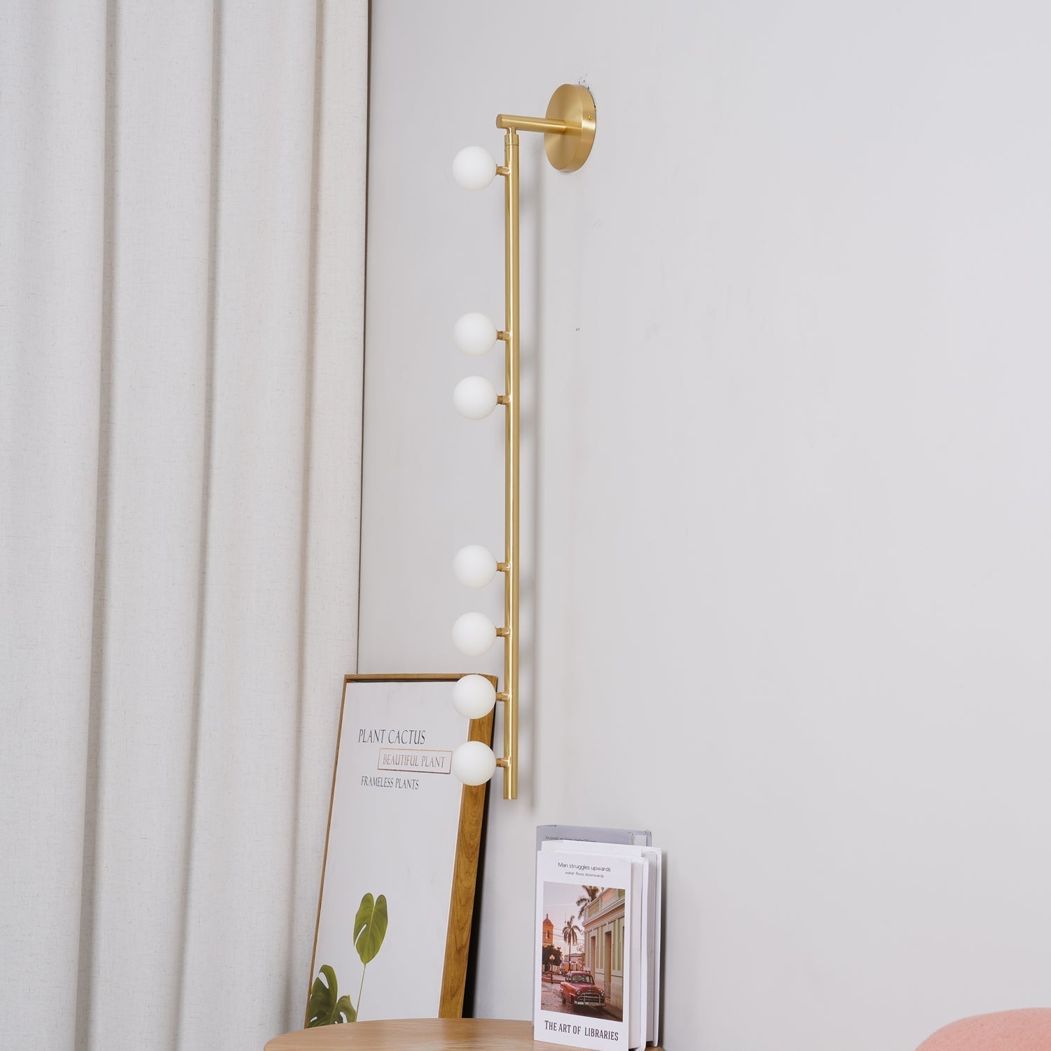 Rory Modern Minimalist Tube Brass Glass Wall Lamp