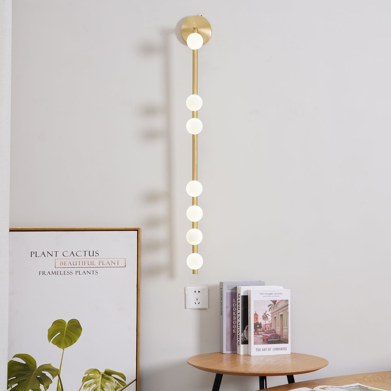 Pamela Tube Plug-in Brass Glass Wall Lamp