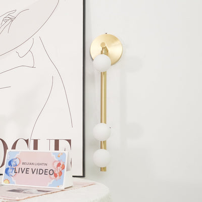 Rory Modern Minimalist Tube Brass Glass Wall Lamp