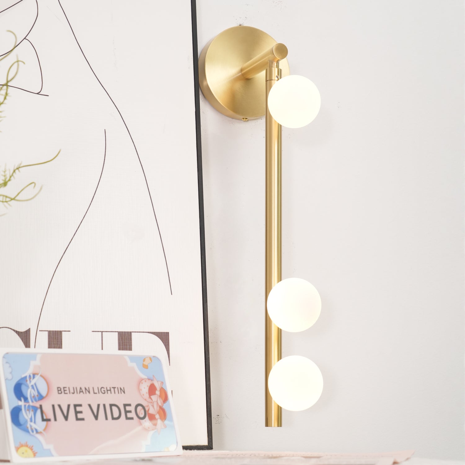Rory Modern Minimalist Tube Brass Glass Wall Lamp