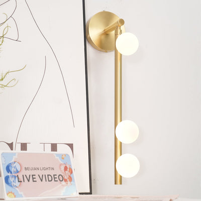Rory Modern Minimalist Tube Brass Glass Wall Lamp