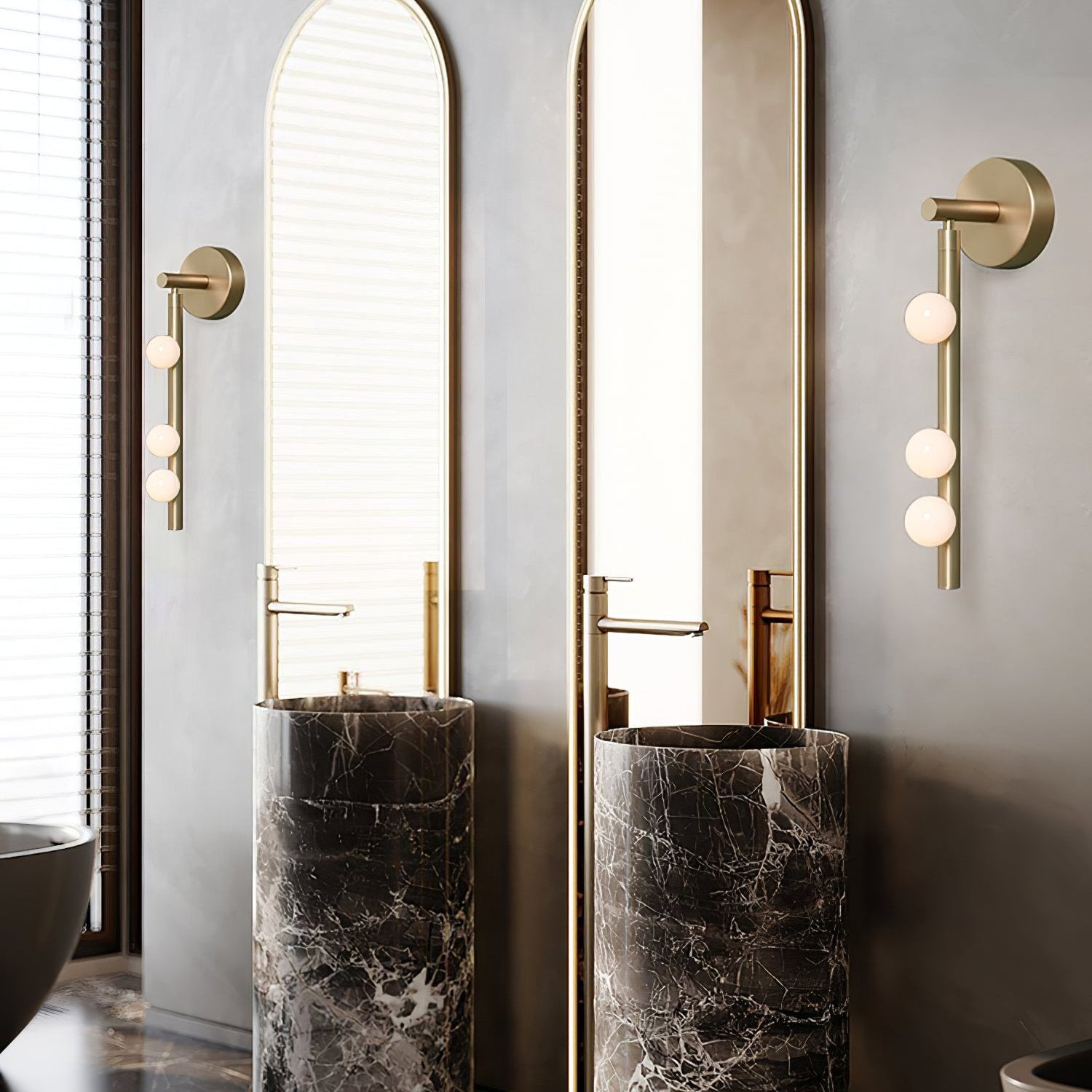 Pamela Tube Plug-in Brass Glass Wall Lamp