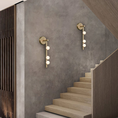 Rory Modern Minimalist Tube Brass Glass Wall Lamp