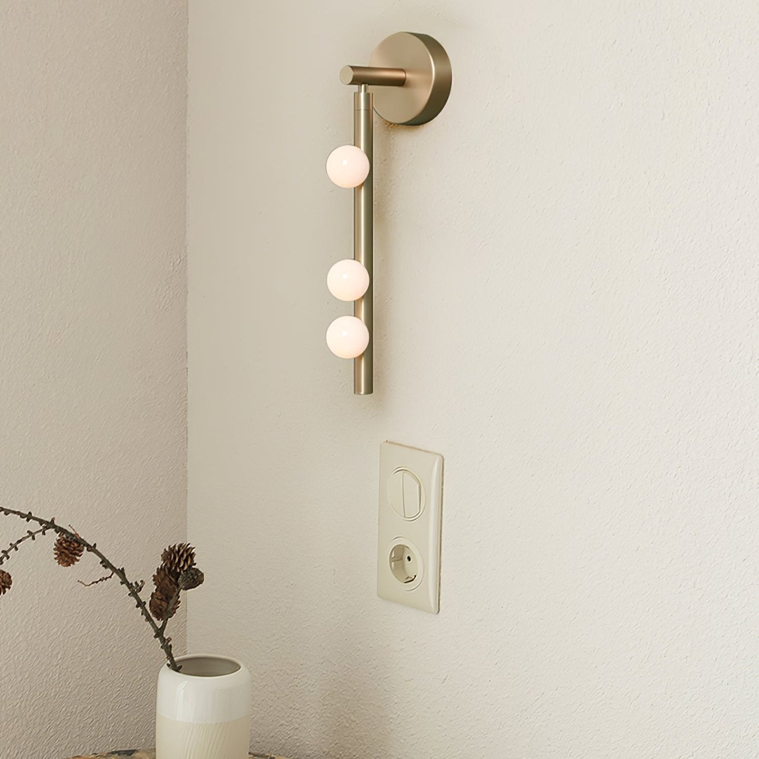 Rory Modern Minimalist Tube Brass Glass Wall Lamp