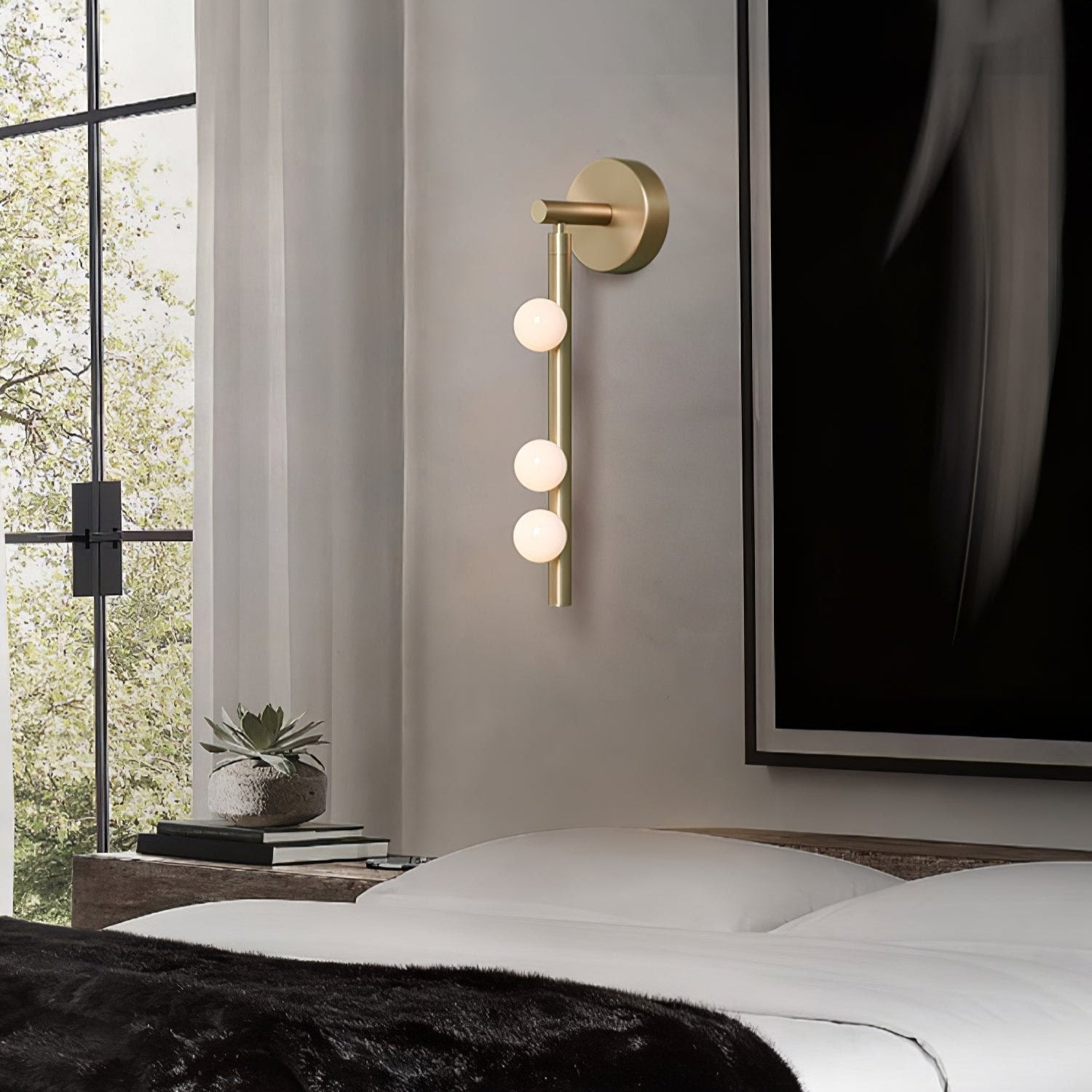 Pamela Tube Plug-in Brass Glass Wall Lamp