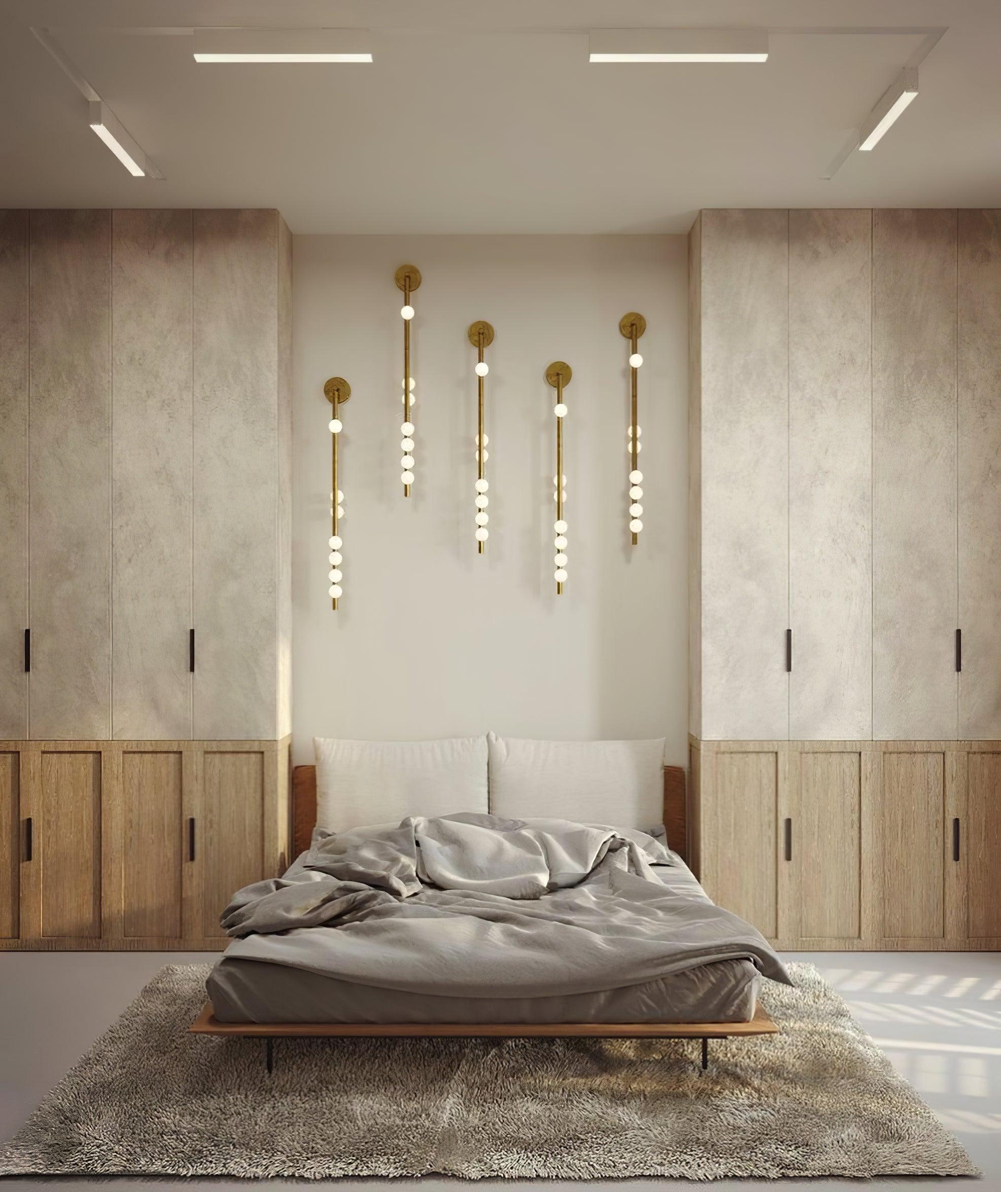 Rory Modern Minimalist Tube Brass Glass Wall Lamp