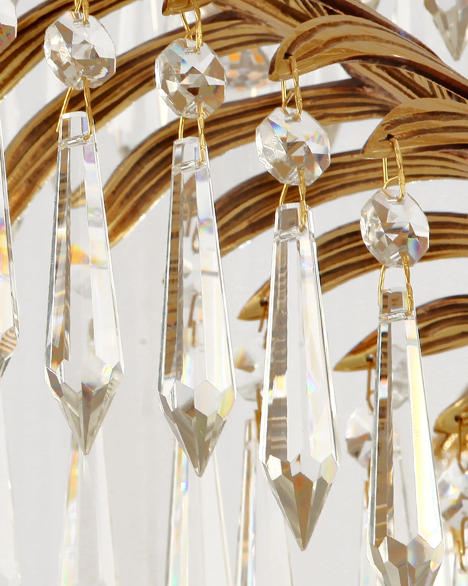 Orlafield Brass Palm Leaf Crystal Chandelier