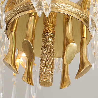 Orlafield Brass Palm Leaf Crystal Chandelier